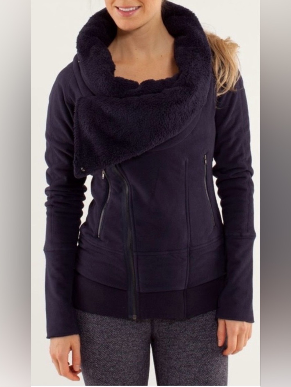 lululemon Off The Mat Black Fleece Zip Hoodie